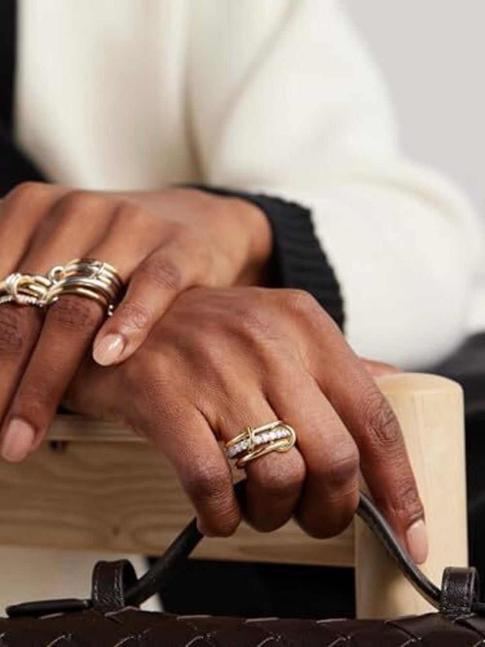 8452 Stackable Gold Rings 18K Gold Plated Interlocking Ring Stack Set Gold - Picture 7 of 7